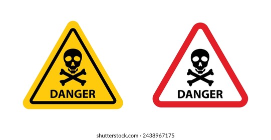 Danger sign. toxic poison skull warning icon. Danger chemical vector symbol.