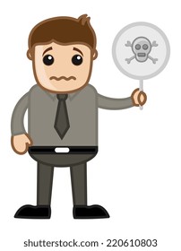 Danger Sign - Vector Character Cartoon Illustration