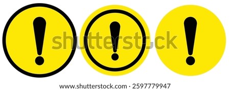 Danger sign vector icon. Attention caution illustration. Exclamation mark in triangle, circle and rombus. Alert icon. Triangle yellow caution sign icon. Vector illustrator.