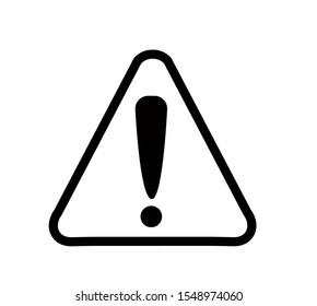 Danger sign vector icon. Vector icon in black on a white background.