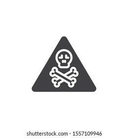 Danger sign vector icon. filled flat sign for mobile concept and web design. Skull and crossbones glyph icon. Symbol, logo illustration. Vector graphics