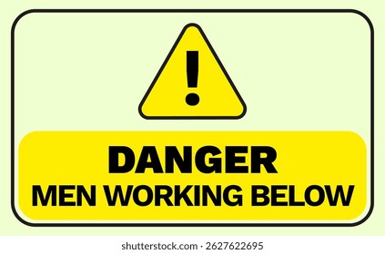 Danger Sign Vector – Men Working Below – Caution Plate for Construction