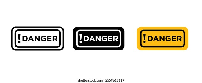Danger sign vector set in black and yellow colors