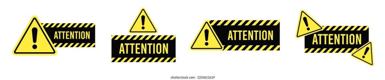 Signo de peligro, signo de advertencia, conjunto de signos de atención. Vector
