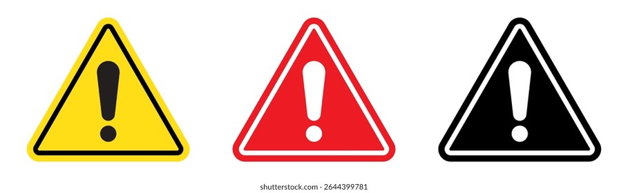 Danger sign, warning sign, attention sign. Triangle with exclamation mark. 