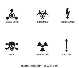 Danger sign, warning sign , high voltage, toxic, radiation, vector icon Illustration