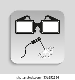 Danger sign. Welding works. Vector icon.