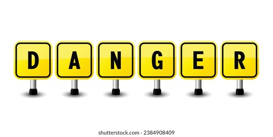 Danger sign Yellow on white background. vector illustration