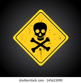 danger signal over  black background vector illustration