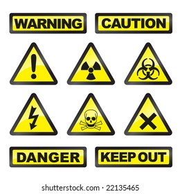 Danger signals gray and yellow on a white background
