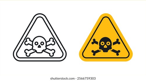 Danger signs in black outline, solid and colored style