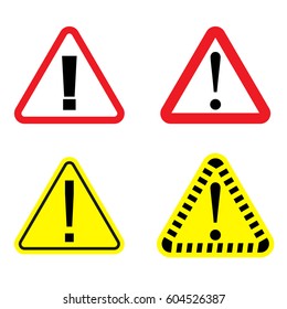 Danger signs set on a white background. Danger icon. Vector illustration.