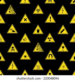 danger signs types seamless pattern eps10