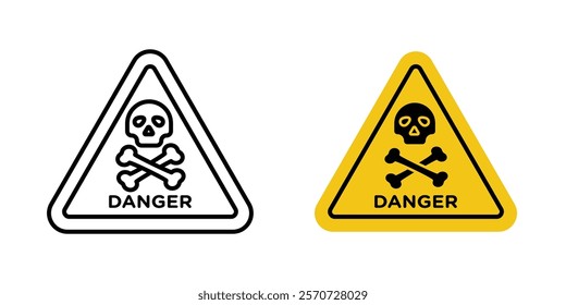 Danger signs vectors set in black and red colors on white background.