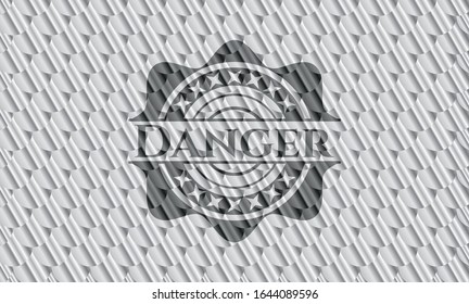Danger silver emblem. Scales pattern. Vector Illustration. Detailed.