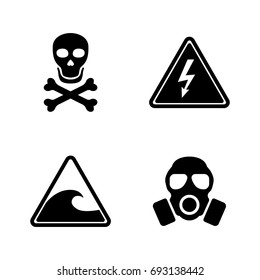 Danger. Simple Related Vector Icons Set for Video, Mobile Apps, Web Sites, Print Projects and Your Design. Black Flat Illustration on White Background.