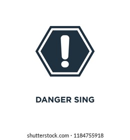 Danger Sing icon. Black filled vector illustration. Danger Sing symbol on white background. Can be used in web and mobile.