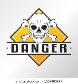 Danger Skull and Bones Emblema. Vector Design National. Illustration Country Symbol. Insignia Banner Logo.