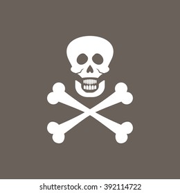 Danger, Danger Skull & Bones Icon on Dark Gray Color. Eps-10.