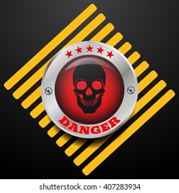 Danger skull button silver symbol  vector eps 10 illustration