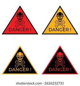 Danger Skull and Crossbones Construction Warning Sign Collection Vector Design