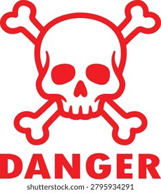 Danger Skull And Crossbones Warning Sign Red Hazard Symbol Vector Illustration For Safety And Risk Awareness