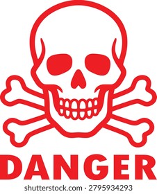 Danger Skull And Crossbones Warning Sign Red Hazard Symbol Vector Illustration For Safety And Risk Awareness