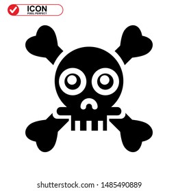 Danger skull icon isolated sign symbol vector illustration - high quality black style vector icons
