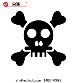 Danger skull icon isolated sign symbol vector illustration - high quality black style vector icons
