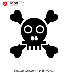 Danger skull icon isolated sign symbol vector illustration - high quality black style vector icons
