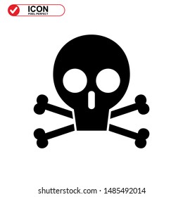Danger skull icon isolated sign symbol vector illustration - high quality black style vector icons
