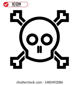 Danger skull icon isolated sign symbol vector illustration - high quality black style vector icons
