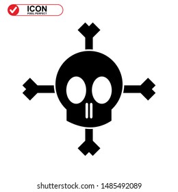Danger skull icon isolated sign symbol vector illustration - high quality black style vector icons
