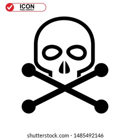 Danger skull icon isolated sign symbol vector illustration - high quality black style vector icons
