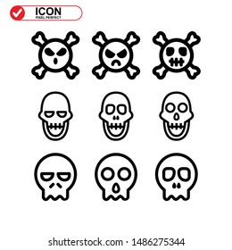Danger skull icon isolated sign symbol vector illustration - Collection of high quality black style vector icons
