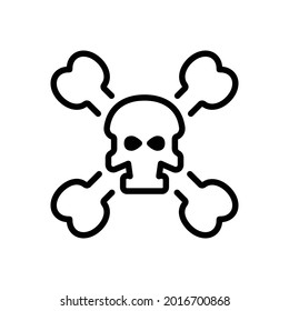 Peligro, icono del cráneo, gráficos del vector de línea