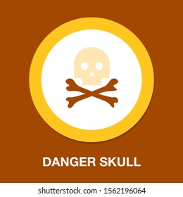 Danger Skull Icon, Vector Skull Crossbones Symbol - Danger Sign