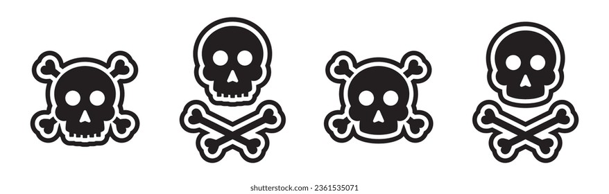 Danger with skull icon. warning skull icon, vector illustration