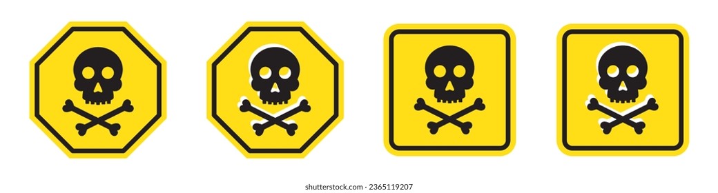 Peligro con el icono del cráneo. icono del cráneo de advertencia, ilustración del vector