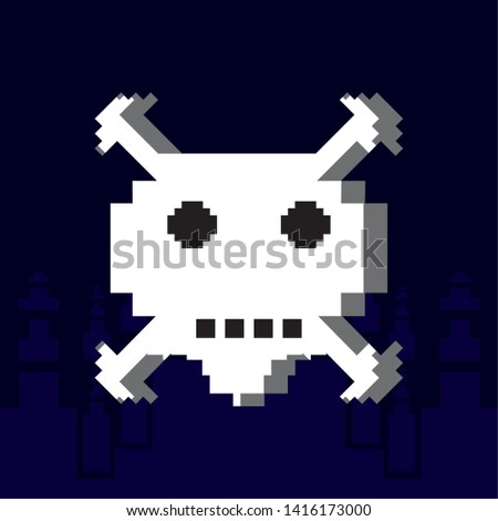 danger skull pixelated icon vector ilustration
