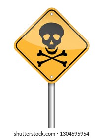 danger skull pole warning sign symbol, vector design on white background