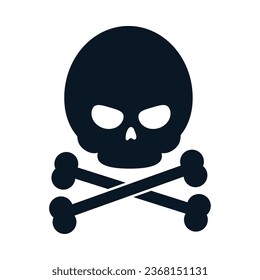 vector de silueta de cráneo de peligro aislado