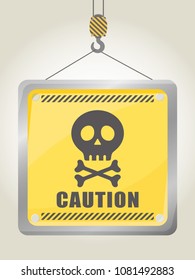 Danger skull vector sign board.
