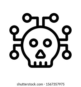 danger skull  vector thin line icon 