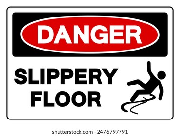 Danger Slippery Floor Symbol Sign,Vector Illustration, Isolate On White Background Label. EPS10