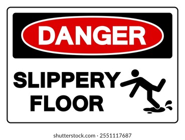 Danger Slippery Floor Symbol Sign,Vector Illustration, Isolate On White Background Label. EPS10