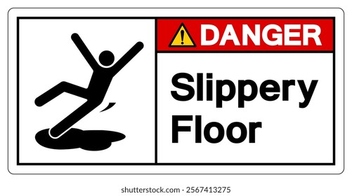 Danger Slippery Floor Symbol Sign,Vector Illustration, Isolate On White Background Label. EPS10