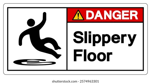Danger Slippery Floor Symbol Sign,Vector Illustration, Isolate On White Background Label. EPS10
