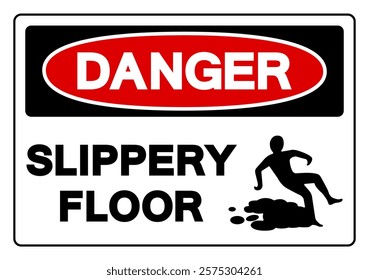 Danger Slippery Floor Symbol Sign,Vector Illustration, Isolate On White Background Label. EPS10