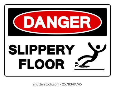 Danger Slippery Floor Symbol Sign,Vector Illustration, Isolate On White Background Label. EPS10